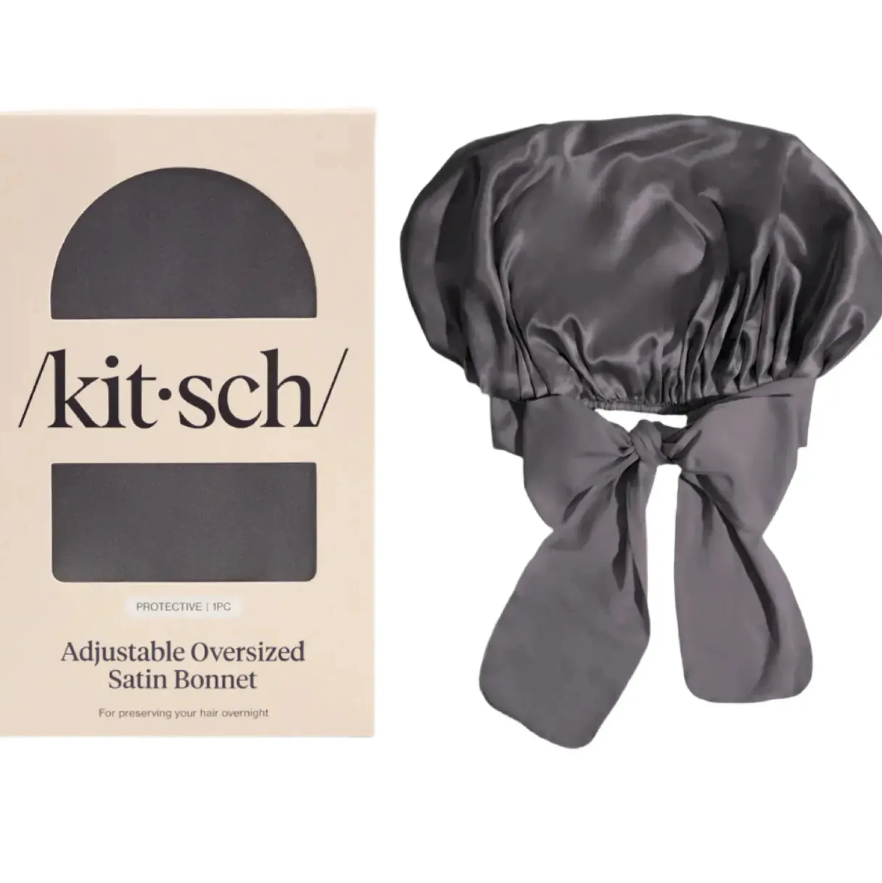 Best Adjustable Oversized Satin Bonnet Charcoal Curly & Coily Accessories|Hair Growth
