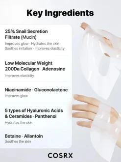 New Advanced Snail Mucin Glass Glow Hydrogel Mask 3-Pack Hauptzutat|Gesichtsmasken