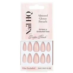 Best Almond Glossy French Nails Künstliche Nägel