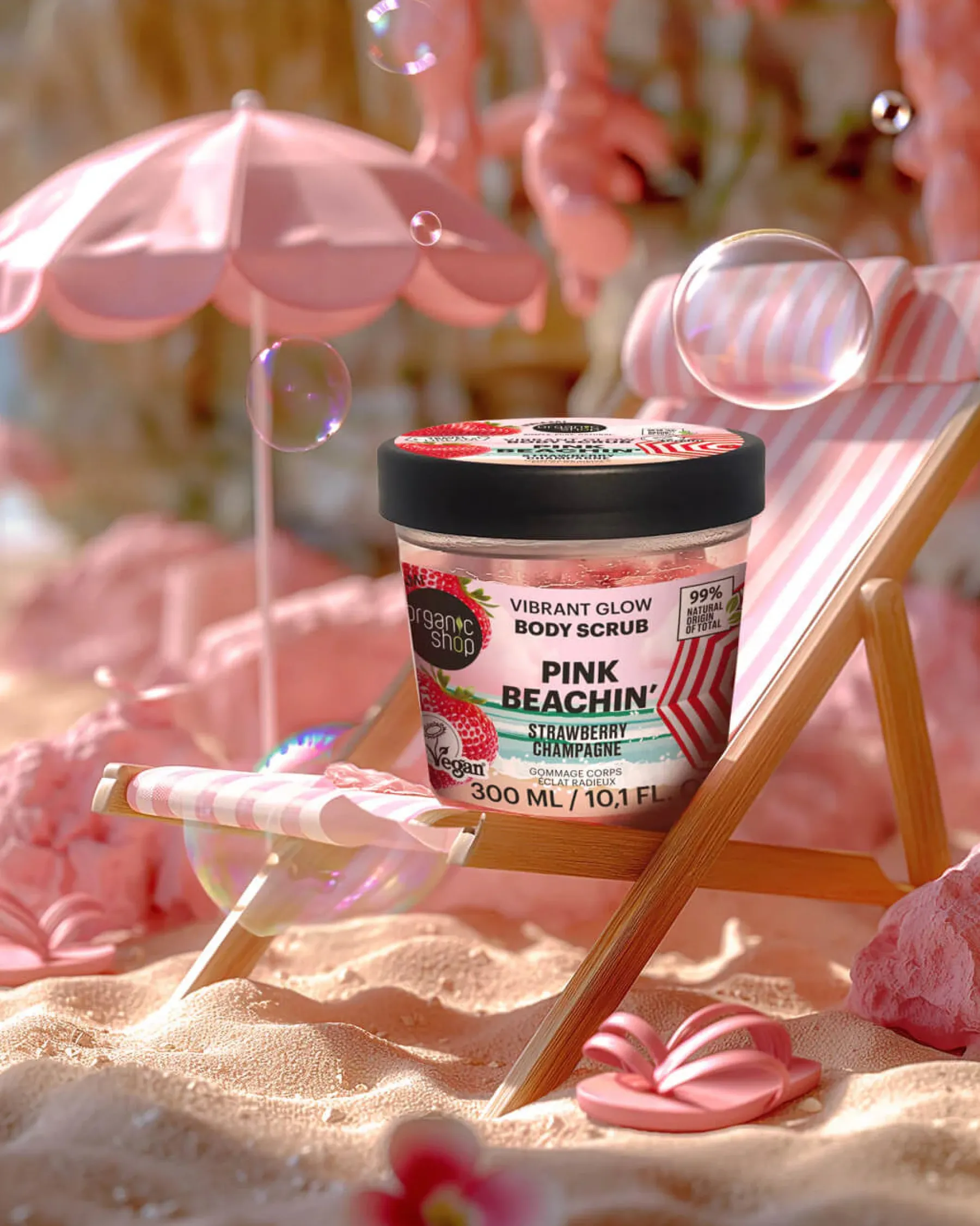 Hot Body Scrub Pink Beachin Vibrant Glow Strawberry Champagne Everything Shower|Körperpeelings