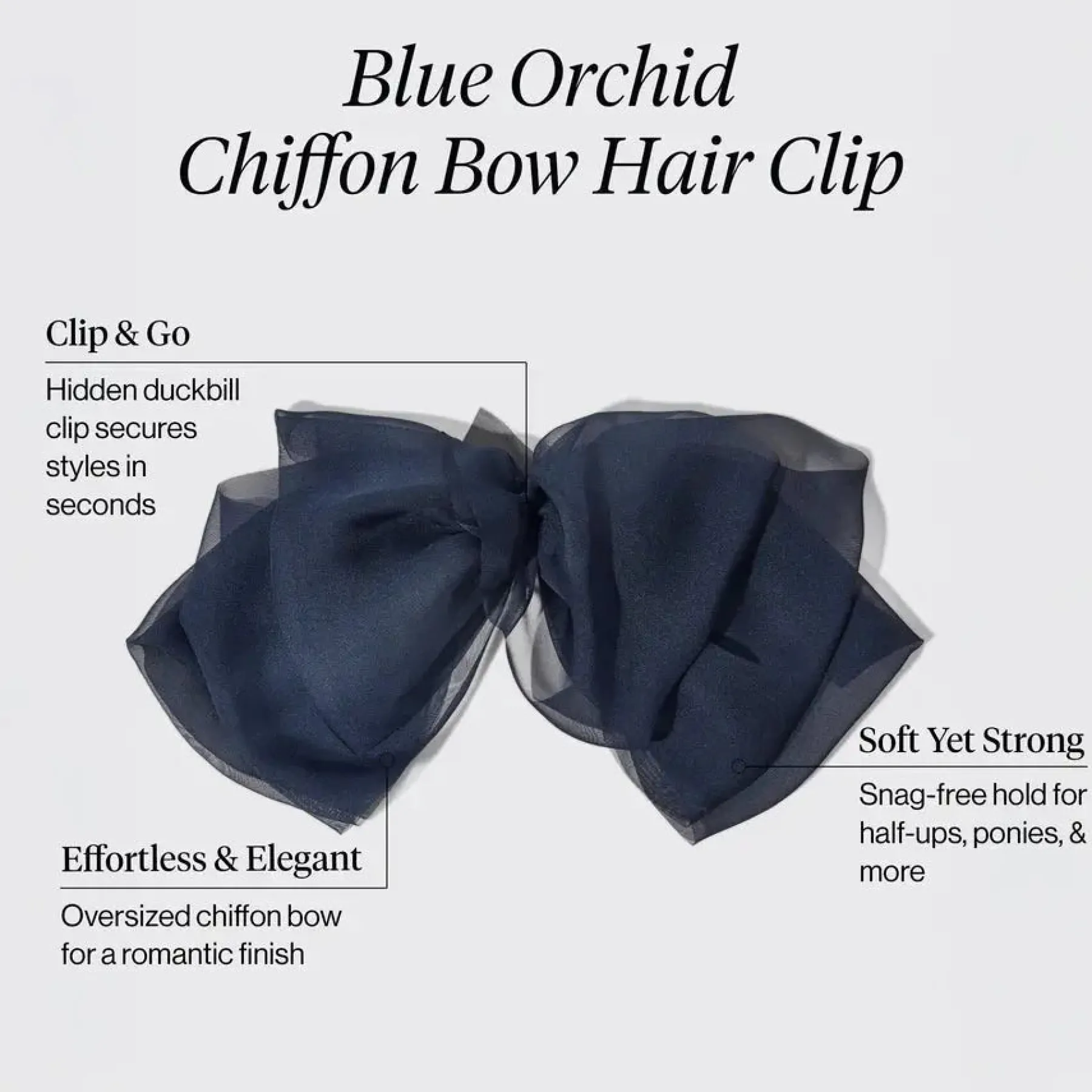 Clearance Chiffon Bow Hair Clip Blue Orchid Haarspangen & -Clips