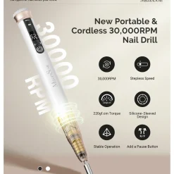 Best Cordless & Stepless Speed Rechargeable Nail Drill SM220G White 1. Nagels Voorbereiden|1. Nagels Voorbereiden