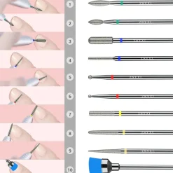 Best Diamond Cuticle Nail Drill Bits Set 10Pcs 1. Nagels Voorbereiden|1. Nagels Voorbereiden