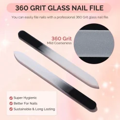 New Double Sided 360 Grit Glass Nail File Set 4Pcs 1. Nagels Voorbereiden|1. Nagels Voorbereiden