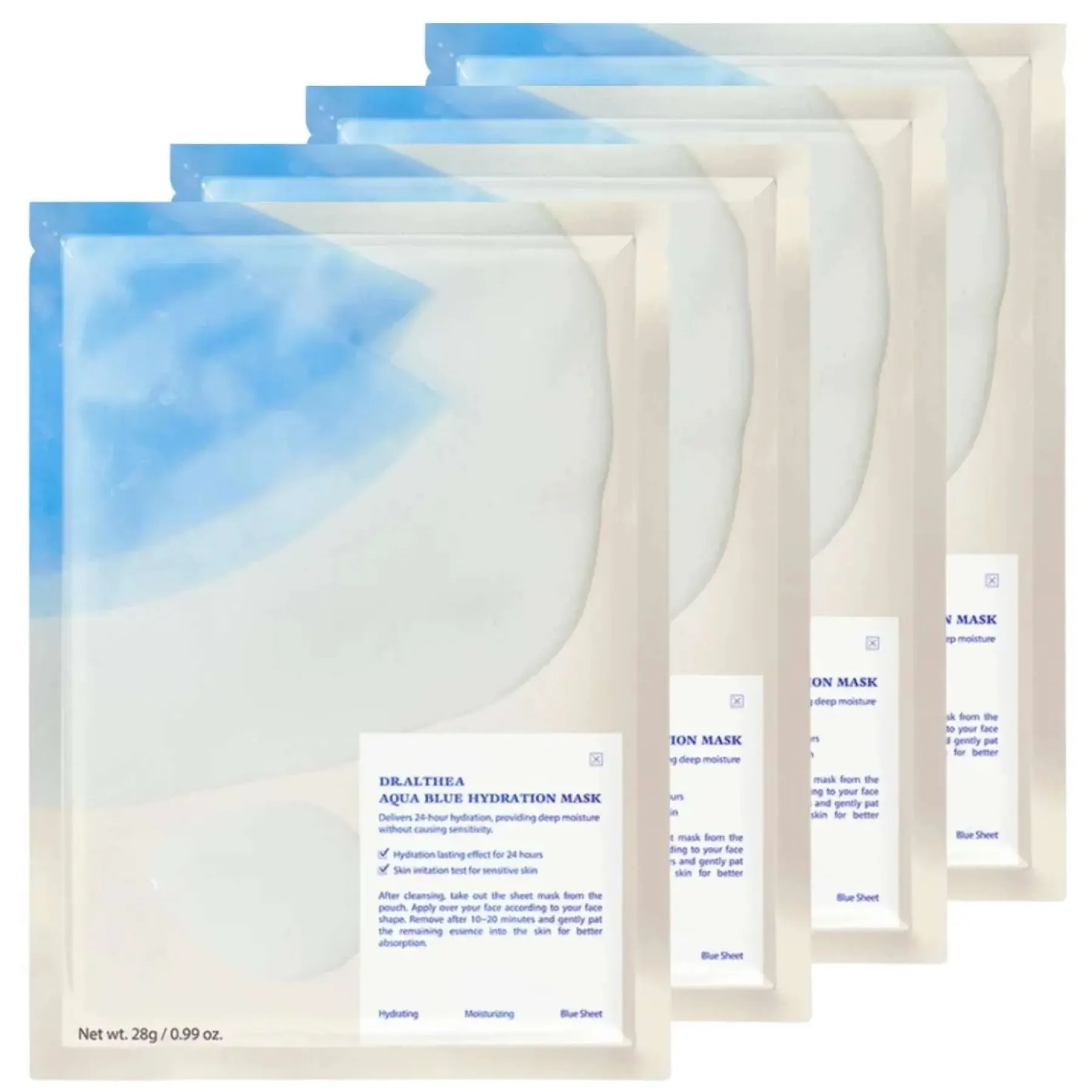 Aqua Blue Hydration Mask 4-Pack Korean Skincare Routine|Gesichtsmasken