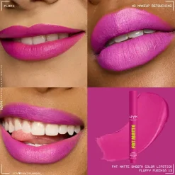 Clearance Fat Matte Smooth Color Lipstick Fluffy Fuchsia Lippenstift|Veganer Lippenstifte