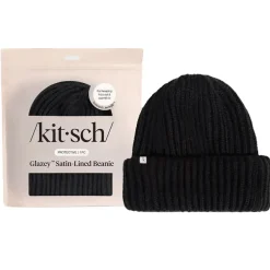 Glazey™ Satin Lined Beanie Black Curly & Coily Accessories|Hair Growth
