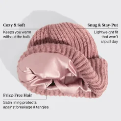 Clearance Glazey™ Satin Lined Beanie Blush Curly & Coily Accessories|Hair Growth