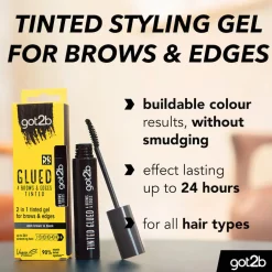 Clearance Got2b Glued 4 Brows & Edges Tinted Gel Black Reisegröße|Vegane Augenbrauen Produkten
