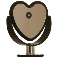 Outlet Heart Vanity Mirror Black 5x Magnified Make-Up Spiegel