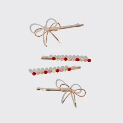New Holiday Metal Gemstone & Bow Bobby Pins Haarspangen & -Clips