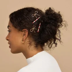 New Holiday Metal Gemstone & Bow Bobby Pins Haarspangen & -Clips