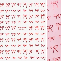 Hot Kawaii Nail Art Sticker Coquette Bows Metallic Red Nagelkunst