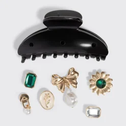 Discount Pop Charms & Curved Claw Clip Set Vintage Black Haarpflege-Routinen & Sets|Haarspangen & -Clips