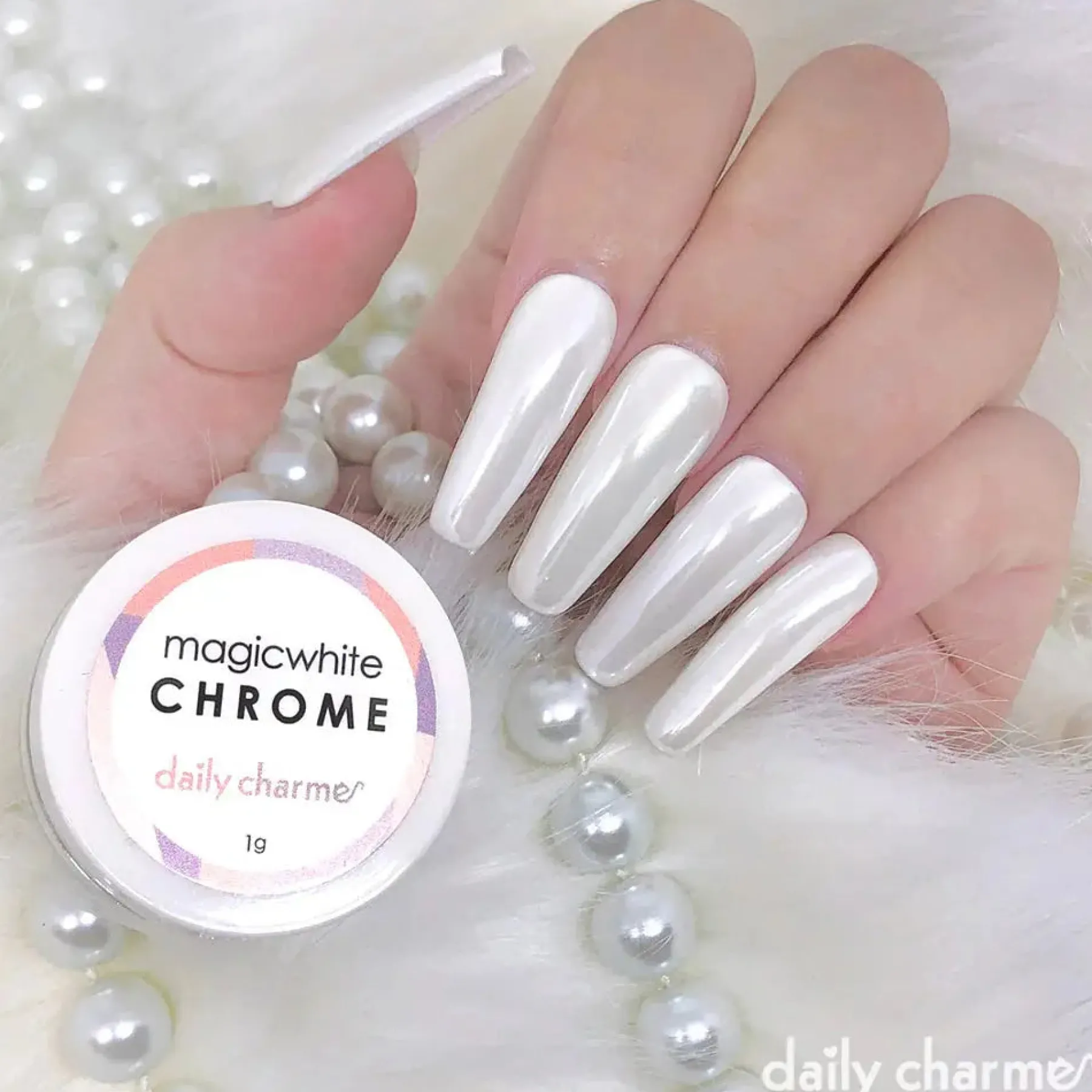 Magic White Chrome Powder Nagelkunst