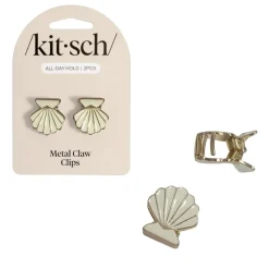 Sale Metal Clam Shell Hair Clip 2pc Set Gold & Pearlized Cream Haarpflege-Routinen & Sets|Haarspangen & -Clips