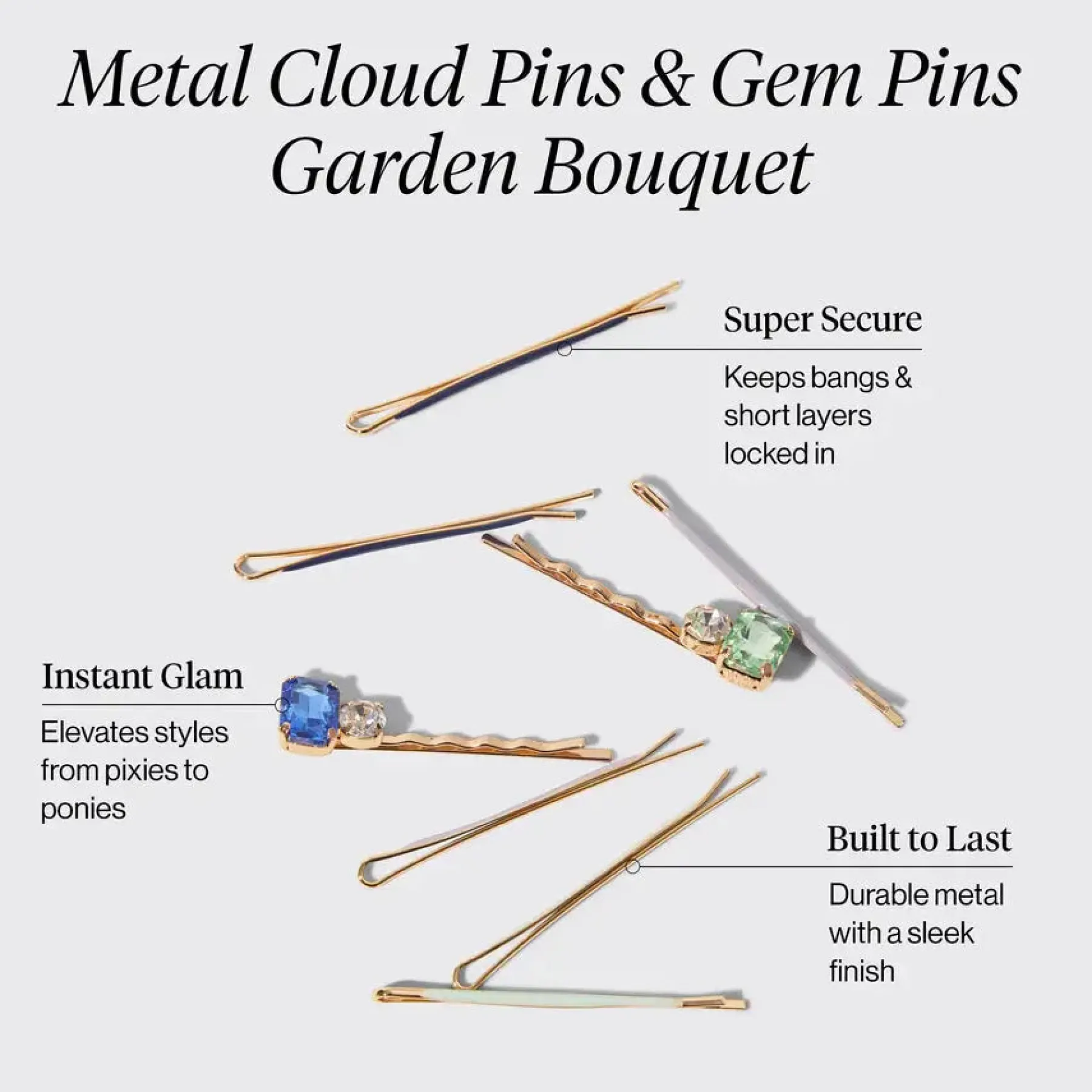 Metal Cloud & Gem Pins Set Garden Bouquet Haarpflege-Routinen & Sets|Haarspangen & -Clips