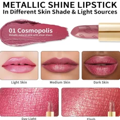Clearance Metallic Shine Lipstick 01 Cosmopolis Lippenstift|Veganer Lippenstifte