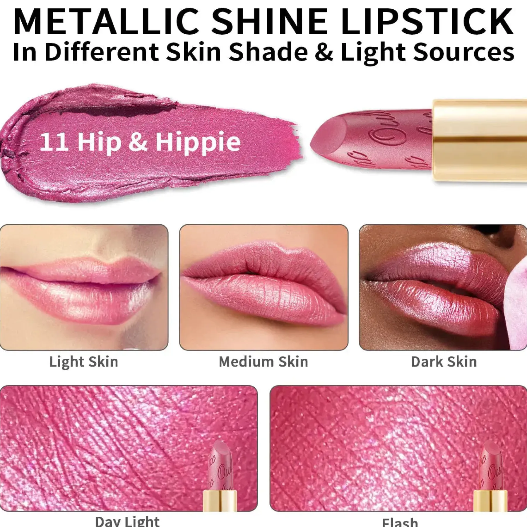 Metallic Shine Lipstick 11 Hip & Hippie Lippenstift|Veganer Lippenstifte