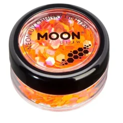 New Moon Glitter Neon UV Chunky Glitter Orange Glitzer