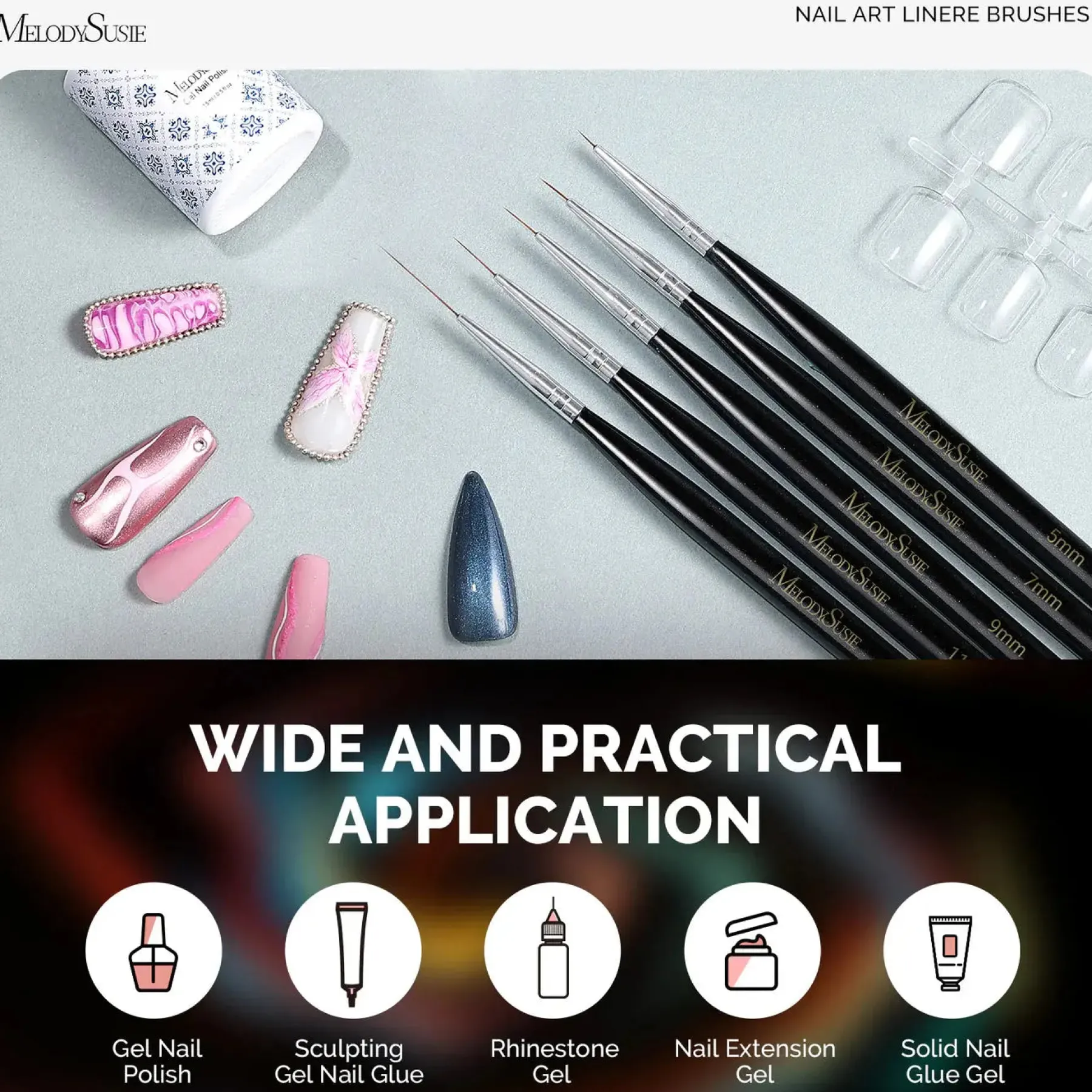 Best Nail Art Liner Brushes Black 5Pcs Nagelpinsel|Veganer Nagellack