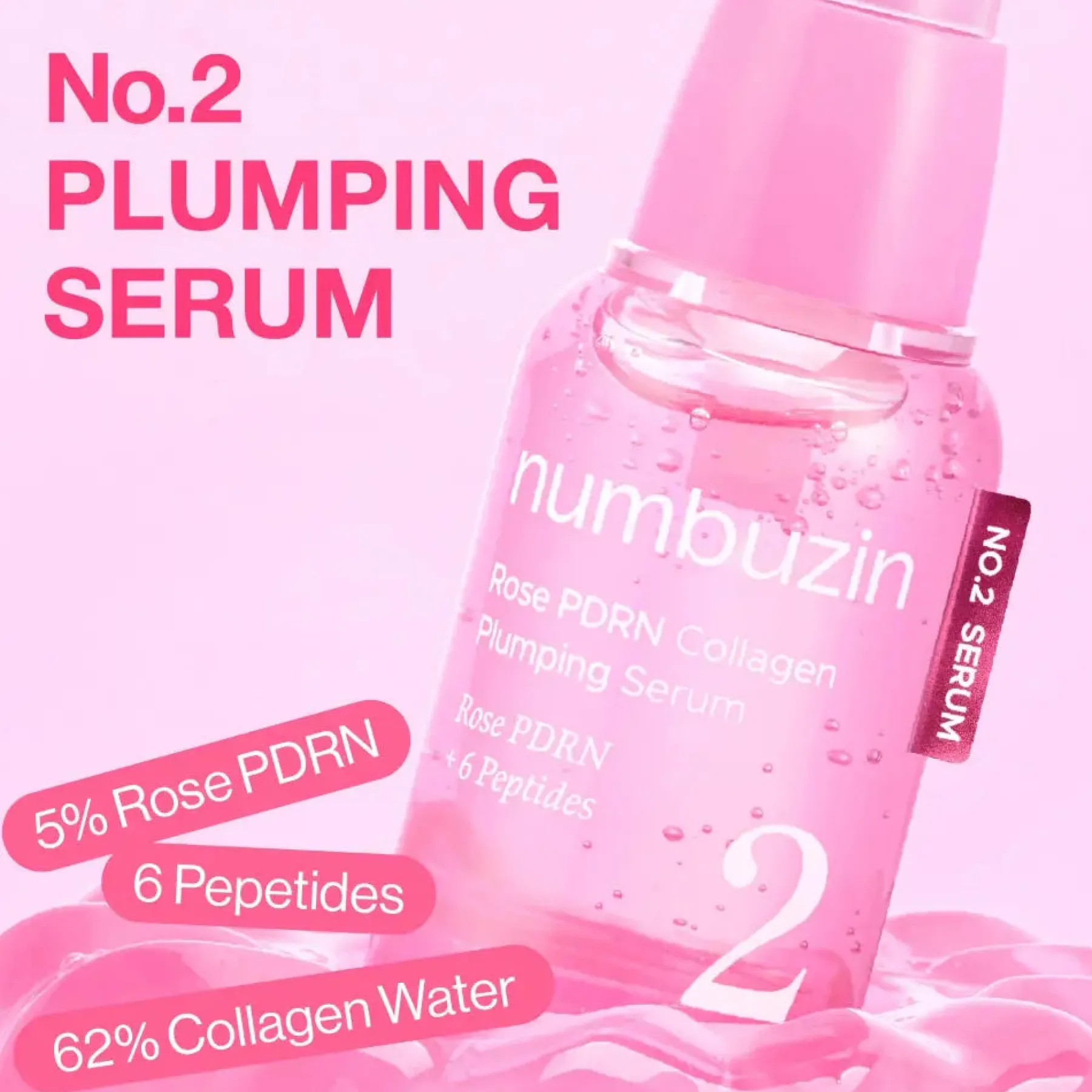 Clearance No.2 Rose PDRN Collagen Plumping Serum Vegan Pflege|Problemlösende Seren