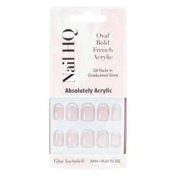 Sale Oval Bold French Acrylic Nails Künstliche Nägel