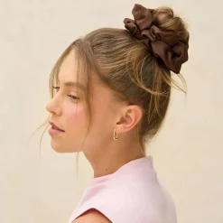 Sale Oversized Scrunchies Black & Chocolate Haargummis