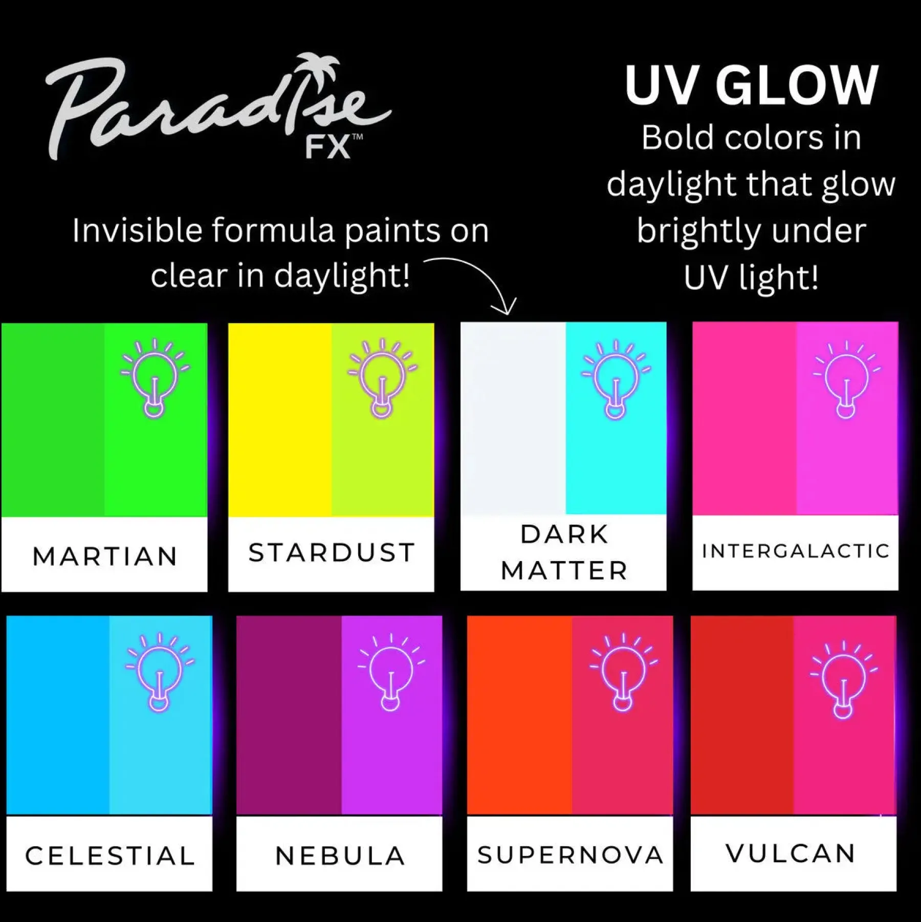 Hot Paradise FX 8 Color Magnetic Palette Neon UV Glow Schminke|Schminke