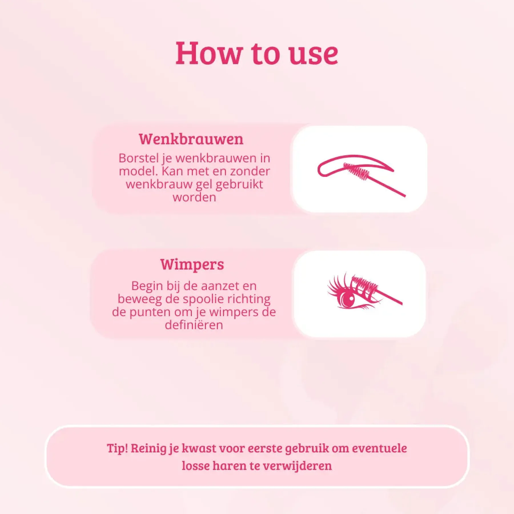 Hot Pink & Rose Gold Lash & Brow Brush Tön Mehr