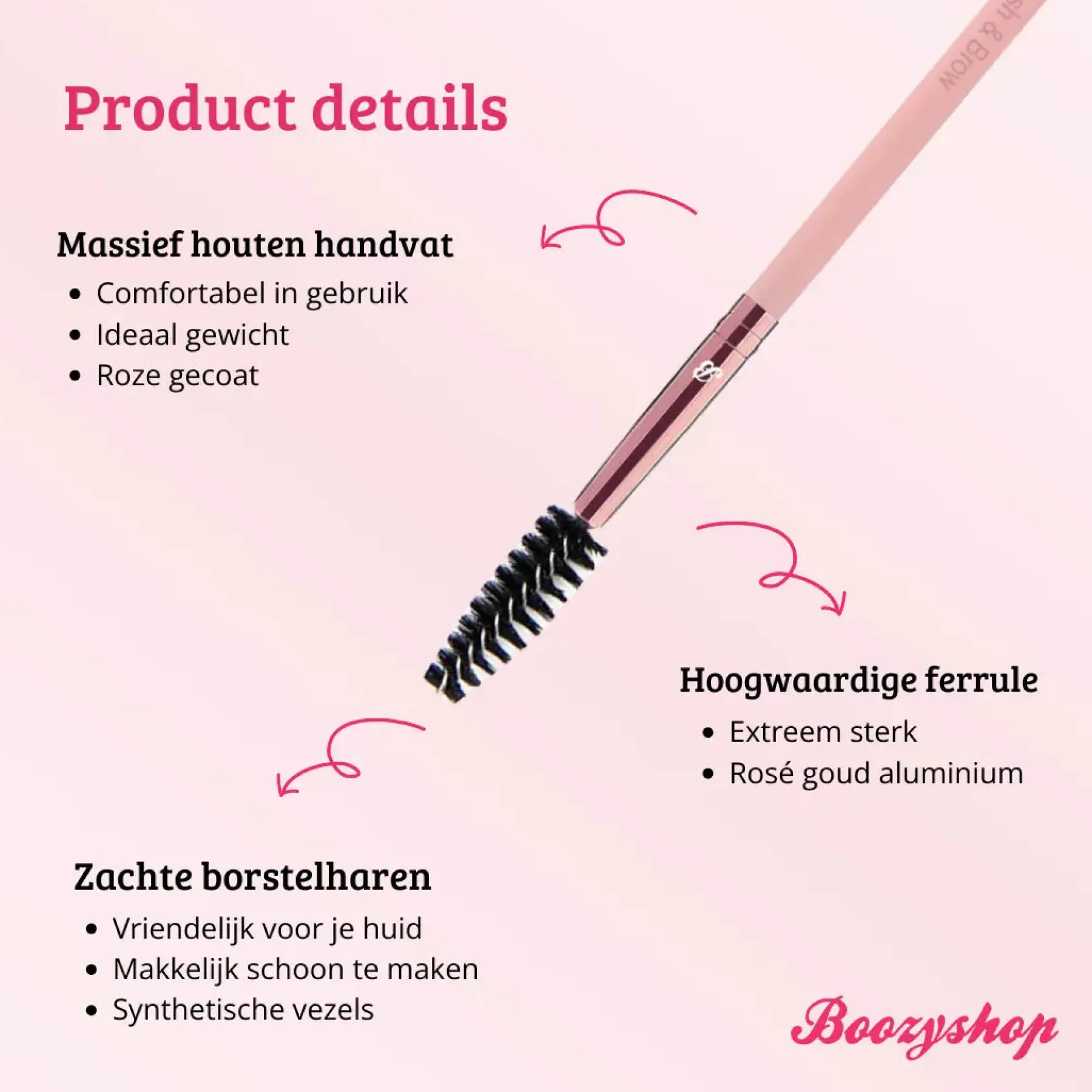 Hot Pink & Rose Gold Lash & Brow Brush Tön Mehr