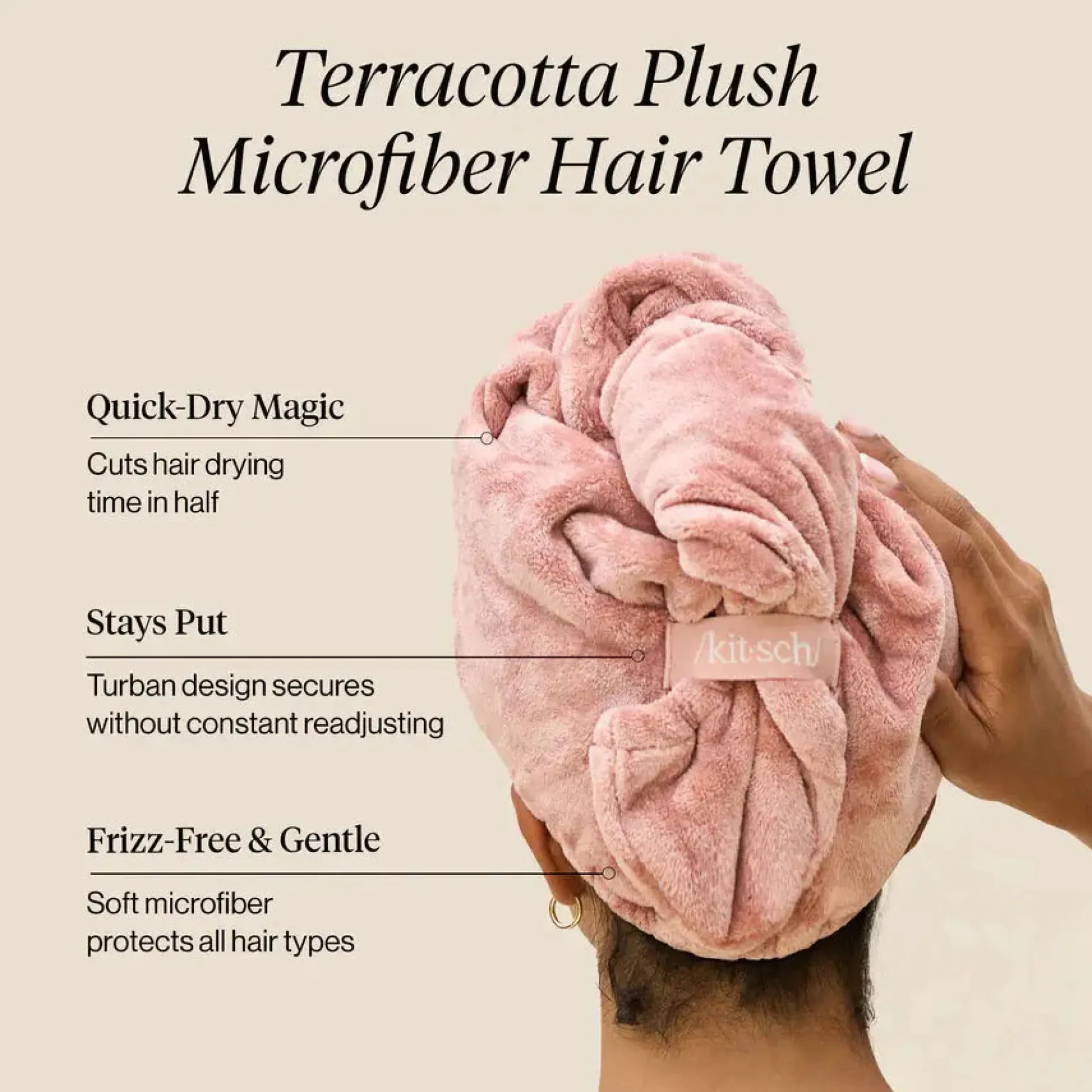New Plush Microfiber Hair Towel Turban Terracotta Haarhandtücher