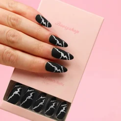 Clearance Press On French Nails Black Marble Künstliche Nägel