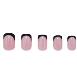 Best Press On French Nails Black / Pink Künstliche Nägel