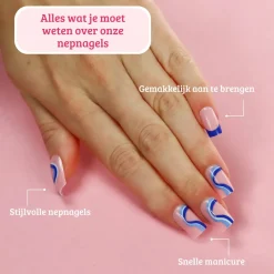 Press On French Nails Blue Waves Künstliche Nägel