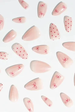 Clearance Press-On Nails Berry Bows Künstliche Nägel