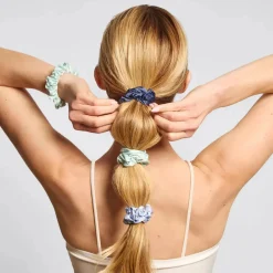 Ruched Satin Scrunchies 5pc Set Garden Bouquet Haarpflege-Routinen & Sets|Haargummis