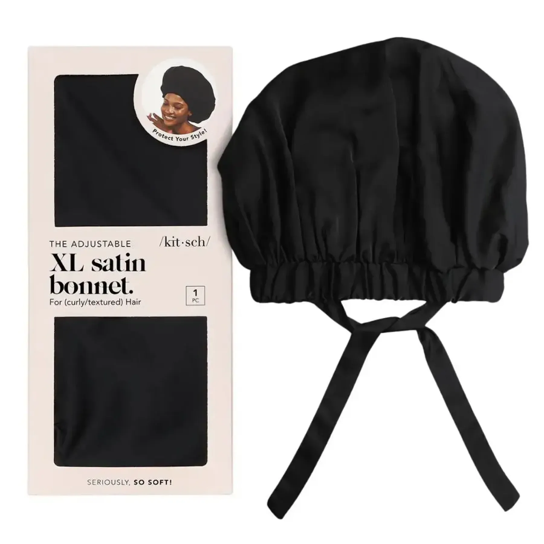 Online Satin Sleep XL Adjustable Bonnet Black Curly & Coily Accessories|Hair Growth