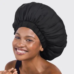 Online Satin Sleep XL Adjustable Bonnet Black Curly & Coily Accessories|Hair Growth