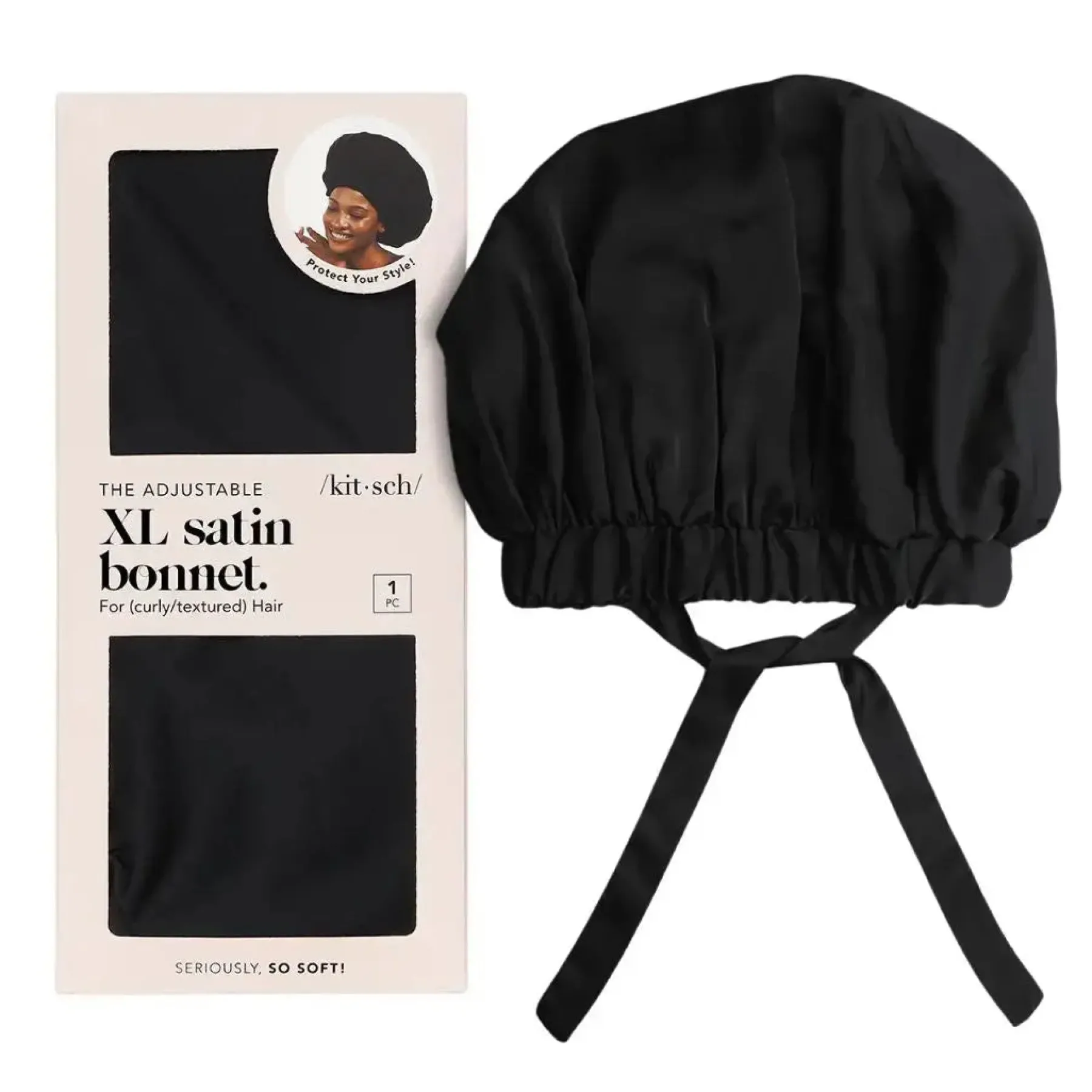 Online Satin Sleep XL Adjustable Bonnet Black Curly & Coily Accessories|Hair Growth