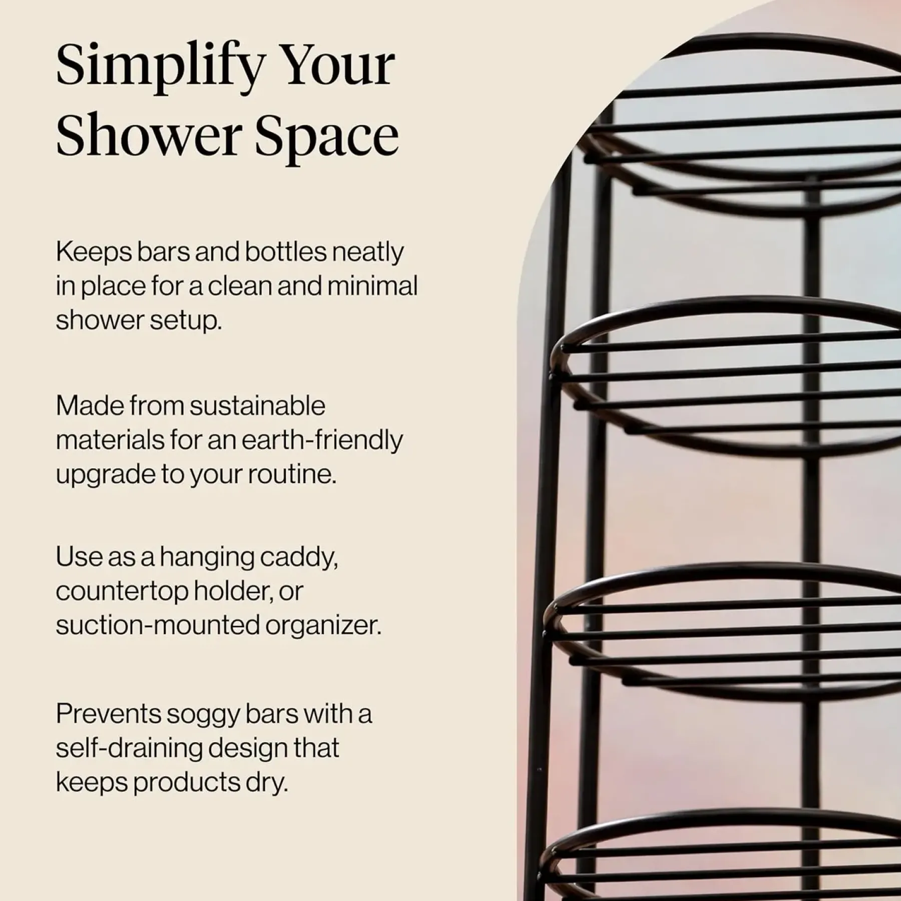 Discount Self Draining Shower Caddy Black Shampoo