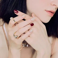Online Semi Cured Gel Nail Strips N Rosewood 3. Nail Wraps|Korean Nails