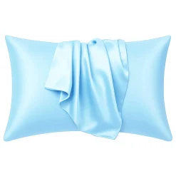 Clearance Silky Satin Pillowcase Light Blue Curly & Coily Accessories|Kopfkissenbezüge