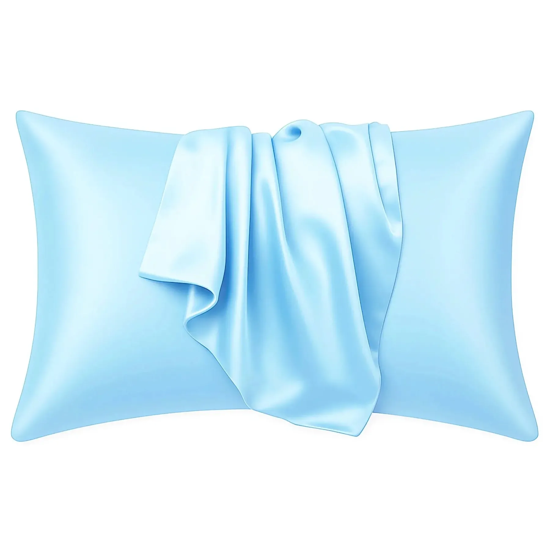 Clearance Silky Satin Pillowcase Light Blue Curly & Coily Accessories|Kopfkissenbezüge