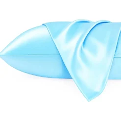 Clearance Silky Satin Pillowcase Light Blue Curly & Coily Accessories|Kopfkissenbezüge