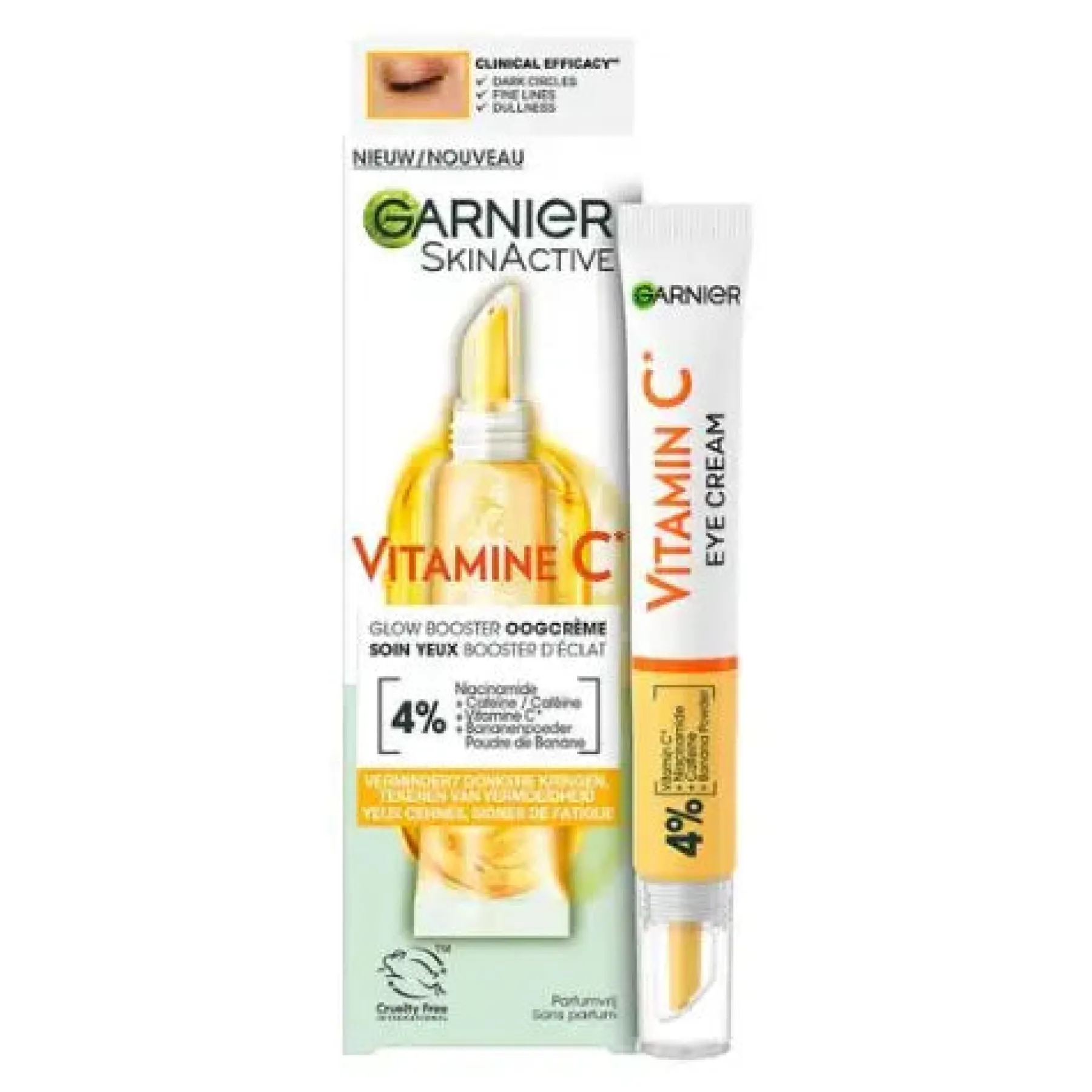 New SkinActive Glow Booster Oogcreme Vegan Pflege|Hauptzutat
