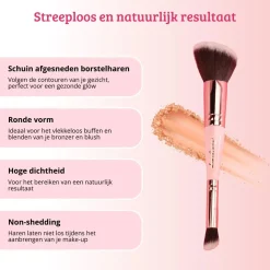 New Soft Pink & Gold Bronzer & Blush Blending Brush Tön Mehr|Rouge Pinsel