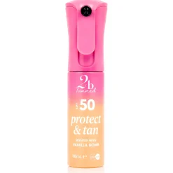 SPF50 Protect & Tan Dry Mist Vanilla Bomb Tanning Spray|Vegan Tanning