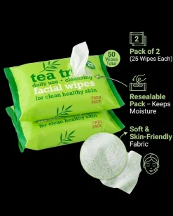 Best Tea Tree Facial Wipes Twin Pack Vegan Pflege|Reinigungsmittel