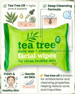 Best Tea Tree Facial Wipes Twin Pack Vegan Pflege|Reinigungsmittel